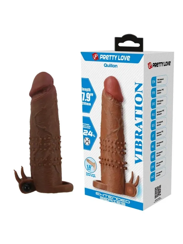 Pretty Love - Manicotto Vibrante Per Pene Quillon 20 Cm 4 Cm Marrone - FOR HIM - Guaine e Prolunghe | erosidea.com