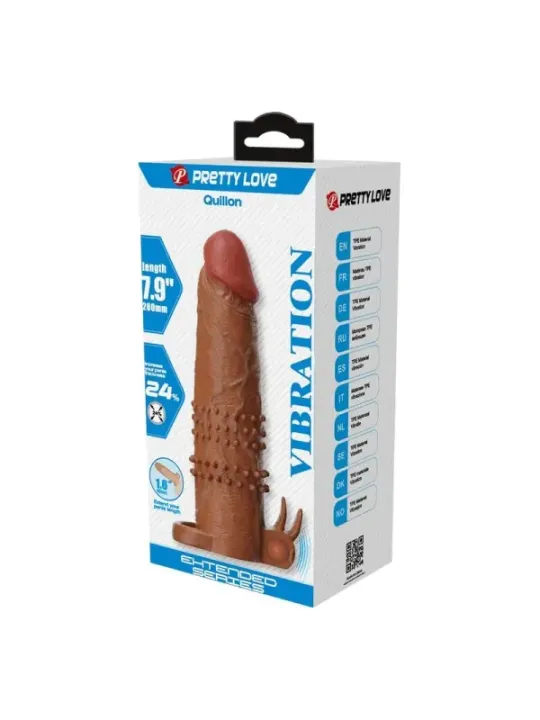 Pretty Love - Manicotto Vibrante Per Pene Quillon 20 Cm 4 Cm Marrone - FOR HIM - Guaine e Prolunghe | erosidea.com