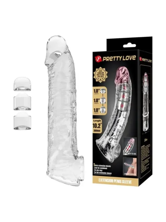 Pretty Love - Manicotto Regolabile Per L'estensione Del Pene 26 Cm 4 Cm Trasparente - FOR HIM - Guaine e Prolunghe | erosidea.com