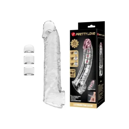 Pretty Love - Manicotto Regolabile Per L'estensione Del Pene 26 Cm 4 Cm Trasparente - FOR HIM - Guaine e Prolunghe | erosidea.com