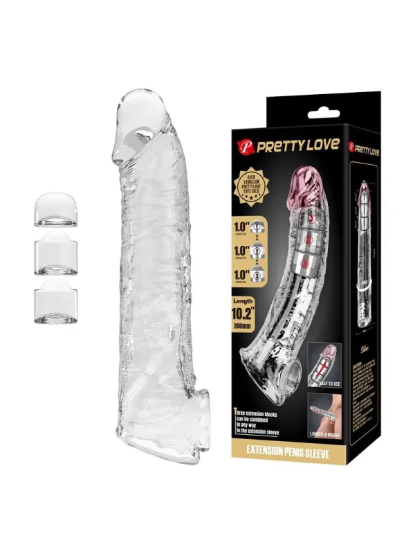 Pretty Love - Manicotto Regolabile Per L'estensione Del Pene 26 Cm 4 Cm Trasparente - FOR HIM - Guaine e Prolunghe | erosidea.com