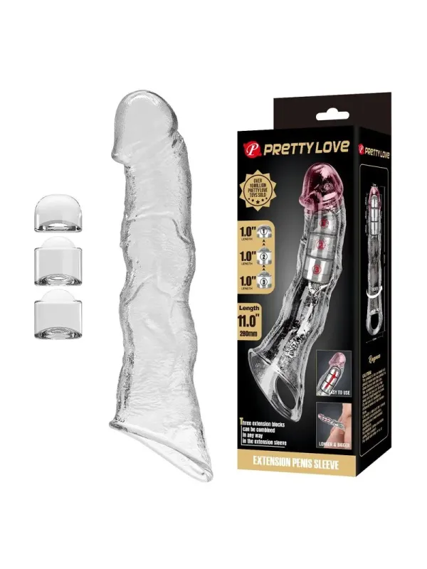 Pretty Love - Manicotto Regolabile Per L'estensione Del Pene 28 Cm 45 Cm Trasparente - FOR HIM - Guaine e Prolunghe | erosidea.com