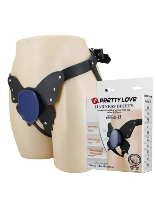 Pretty Love - Slip Universali Con Imbracatura Strap-On Neri E Blu - HARNESS COLLECTION - Strap-on e Imbracature | erosidea.com