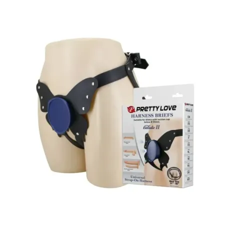 Pretty Love - Slip Universali Con Imbracatura Strap-On Neri E Blu - HARNESS COLLECTION - Strap-on e Imbracature | erosidea.com
