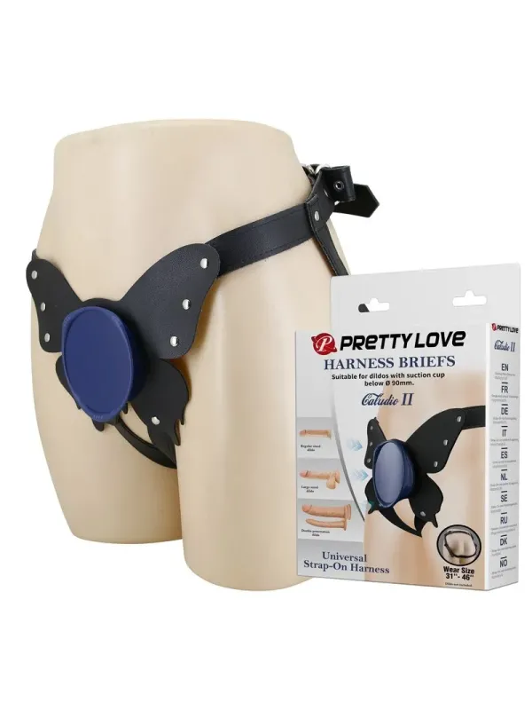 Pretty Love - Slip Universali Con Imbracatura Strap-On Neri E Blu - HARNESS COLLECTION - Strap-on e Imbracature | erosidea.com
