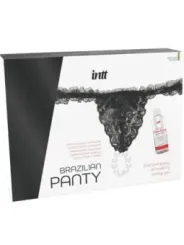 Intt Releases - Slip Nero Brasiliano Con Perle E Gel Lubrificante 50 Ml - INTT RELEASES - A Base Acqua | erosidea.com