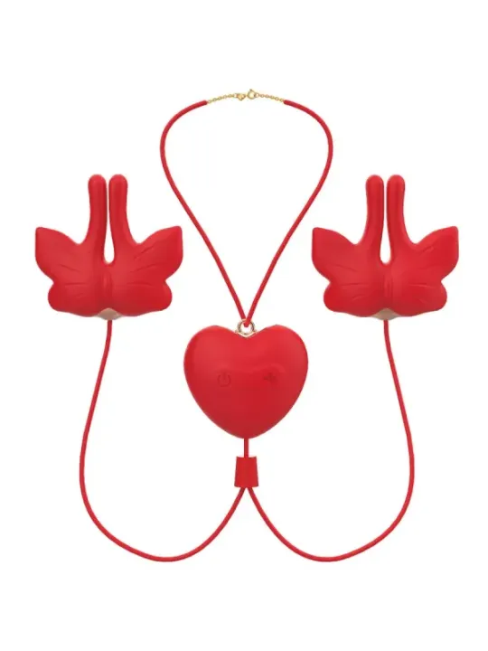 Armony - Morsetti Per Capezzoli Magnetici Con Vibrazione A Forma Di Farfalla Rossi - ARMONY STIMULATORS - Bondage | erosidea.com