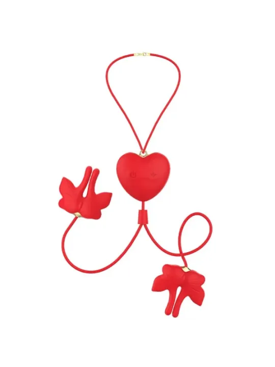Armony - Morsetti Per Capezzoli Magnetici Con Vibrazione A Forma Di Farfalla Rossi - ARMONY STIMULATORS - Bondage | erosidea.com