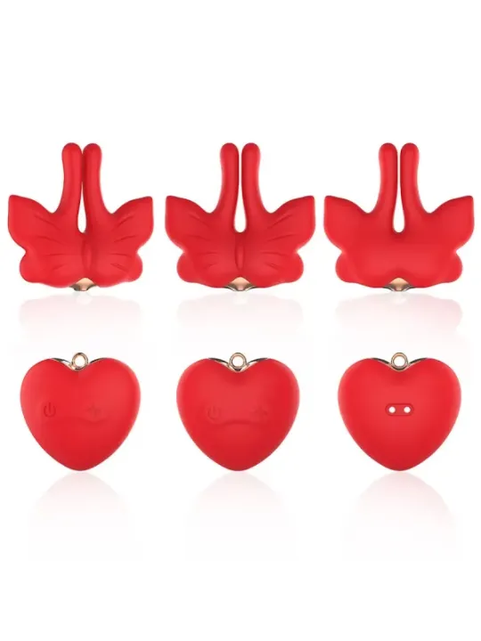 Armony - Morsetti Per Capezzoli Magnetici Con Vibrazione A Forma Di Farfalla Rossi - ARMONY STIMULATORS - Bondage | erosidea.com
