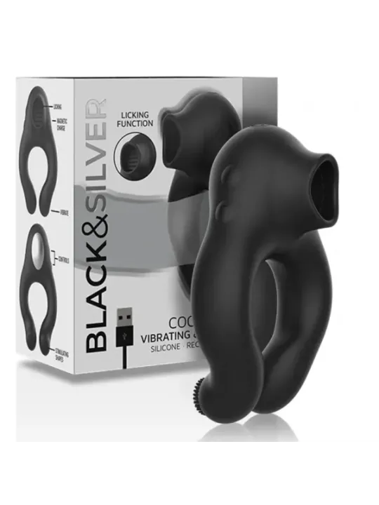 Black&Silver - Anello Vibratore In Silicone 3 Motori Ricaricabile Nero - BLACK&SILVER - Vibratori Mini | erosidea.com