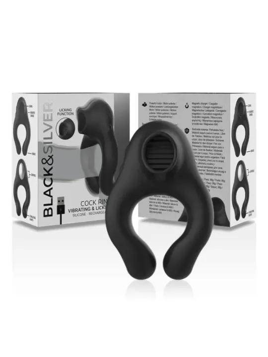Black&Silver - Anello Vibratore In Silicone 3 Motori Ricaricabile Nero - BLACK&SILVER - Vibratori Mini | erosidea.com