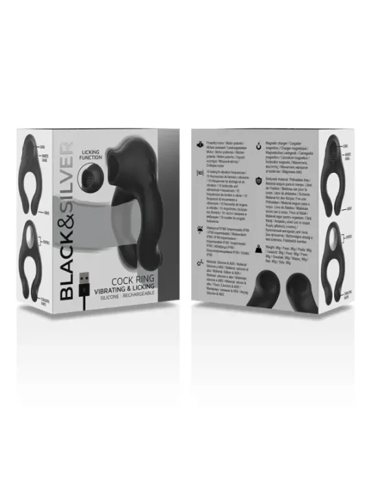 Black&Silver - Anello Vibratore In Silicone 3 Motori Ricaricabile Nero - BLACK&SILVER - Vibratori Mini | erosidea.com