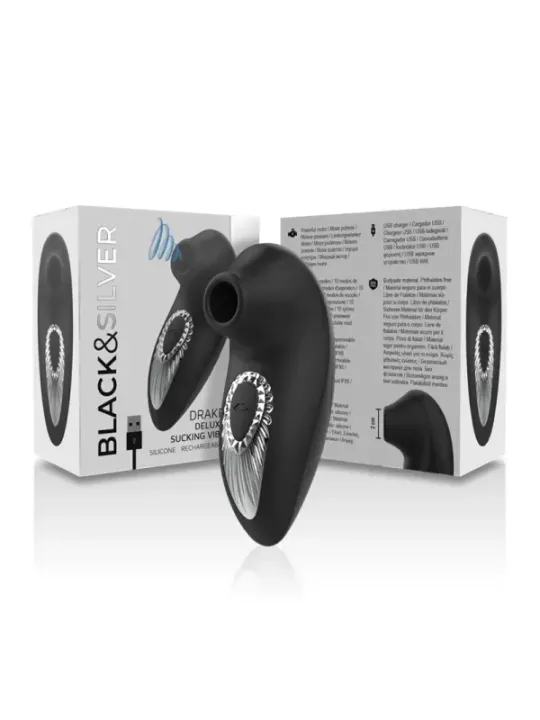 Black&Silver - Drake Deluxe Sucking Vibe Ricaricabile In Silicone Nero - BLACK&SILVER - Vibratori Mini | erosidea.com