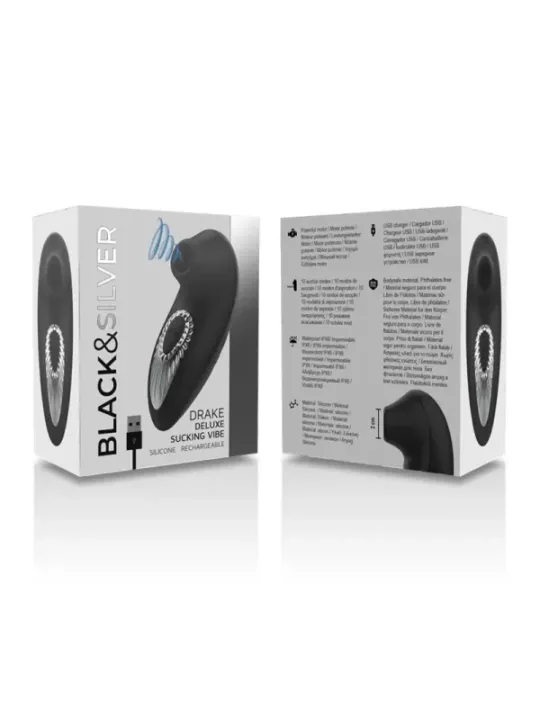 Black&Silver - Drake Deluxe Sucking Vibe Ricaricabile In Silicone Nero - BLACK&SILVER - Vibratori Mini | erosidea.com