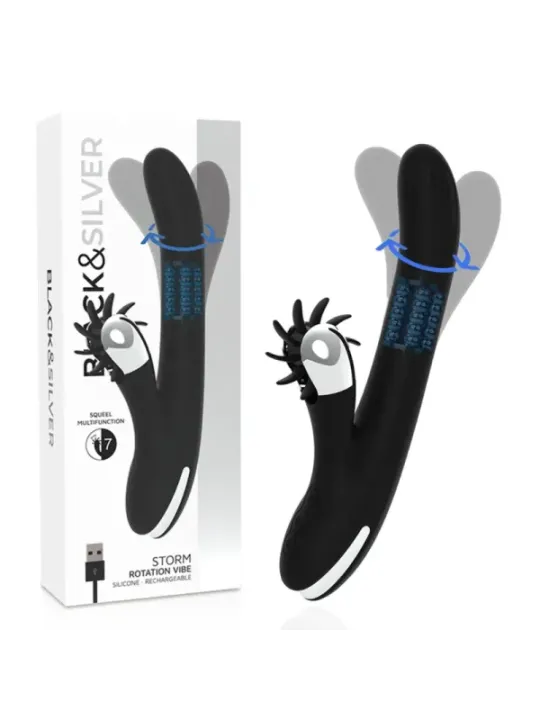 Black&Silver - Vibrazione Di Rotazione Di Bunny Storm - BLACK&SILVER - Vibratori Doppi | erosidea.com