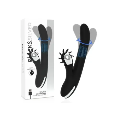 Black&Silver - Vibrazione Di Rotazione Di Bunny Storm - BLACK&SILVER - Vibratori Doppi | erosidea.com
