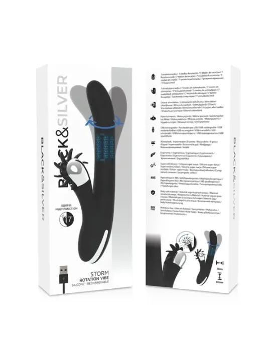 Black&Silver - Vibrazione Di Rotazione Di Bunny Storm - BLACK&SILVER - Vibratori Doppi | erosidea.com