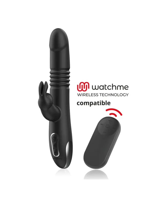 Black&Silver - Kenji Vibratore Rabbit Up & Down + Telecomando Watchme - BLACK&SILVER - Vibratori | erosidea.com