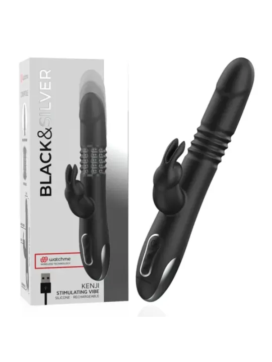 Black&Silver - Kenji Vibratore Rabbit Up & Down + Telecomando Watchme - BLACK&SILVER - Vibratori | erosidea.com