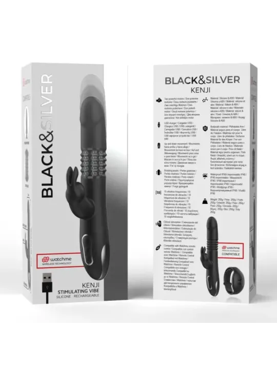 Black&Silver - Kenji Vibratore Rabbit Up & Down + Telecomando Watchme - BLACK&SILVER - Vibratori | erosidea.com