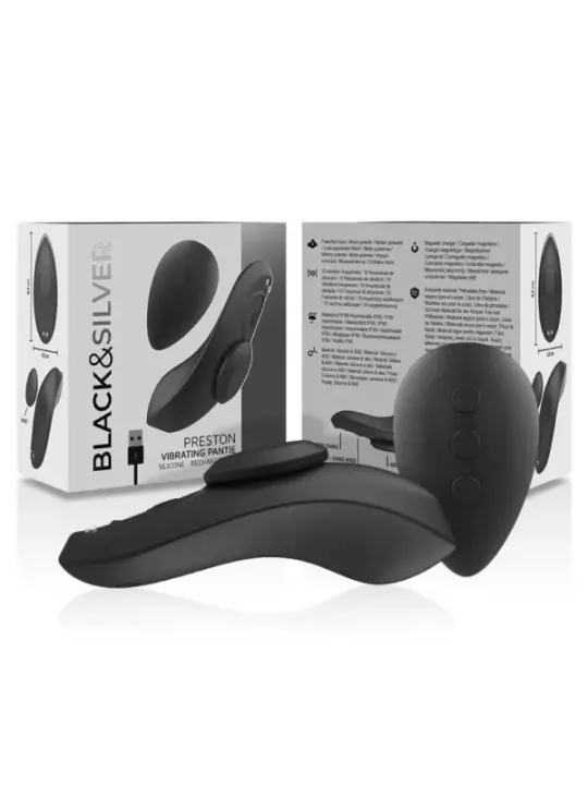 Black&Silver - Pantalone Vibratore In Silicone Ricaricabile Preston Nero - BLACK&SILVER - Vibratori | erosidea.com