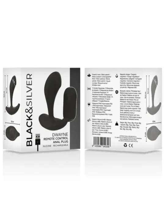 Black&Silver - Telecomando In Silicone Plug Anale Dwayne - BLACK&SILVER - Vibratori | erosidea.com