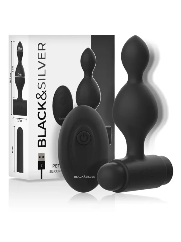Black&Silver - Telecomando Telecomando Con Plug Anale In Silicone Piccolo Tucker - BLACK&SILVER - Vibratori | erosidea.com