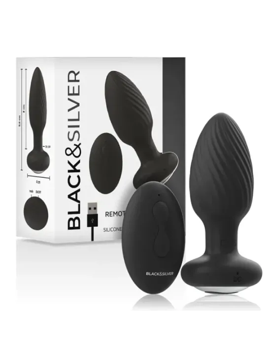 Black&Silver - Telecomando Rotatore Anale In Silicone Con Tappo Pozzetti - BLACK&SILVER - Vibratori | erosidea.com