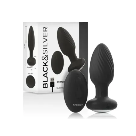 Black&Silver - Telecomando Rotatore Anale In Silicone Con Tappo Pozzetti - BLACK&SILVER - Vibratori | erosidea.com