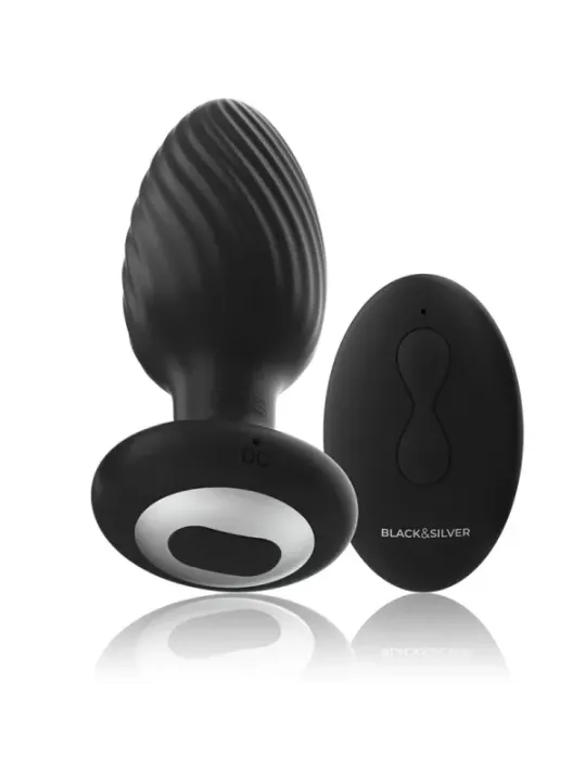 Black&Silver - Telecomando Rotatore Anale In Silicone Con Tappo Pozzetti - BLACK&SILVER - Vibratori | erosidea.com