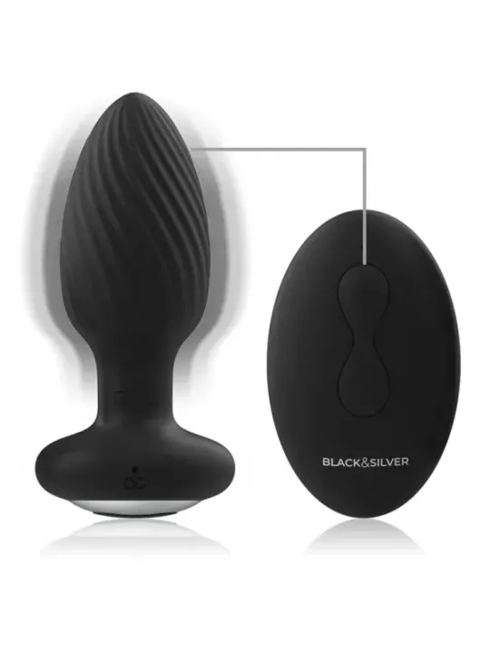 Black&Silver - Telecomando Rotatore Anale In Silicone Con Tappo Pozzetti - BLACK&SILVER - Vibratori | erosidea.com