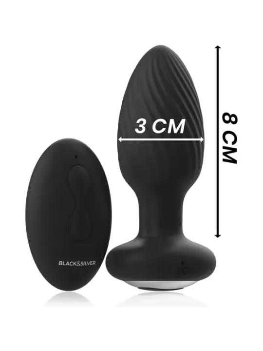 Black&Silver - Telecomando Rotatore Anale In Silicone Con Tappo Pozzetti - BLACK&SILVER - Vibratori | erosidea.com