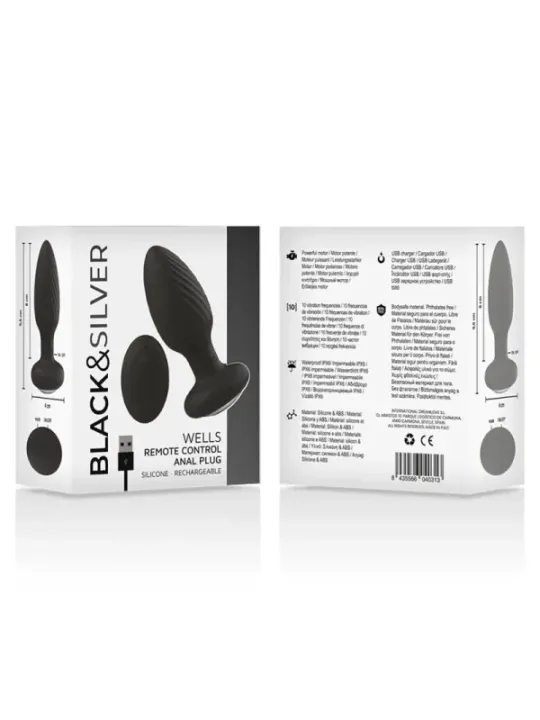 Black&Silver - Telecomando Rotatore Anale In Silicone Con Tappo Pozzetti - BLACK&SILVER - Vibratori | erosidea.com
