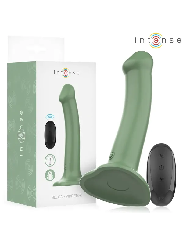 Intense - Vibratore Becca Con Ventosa 10 Vibrazioni Telecomando Verde - INTENSE REMOTE CONTROL - Vibratori | erosidea.com