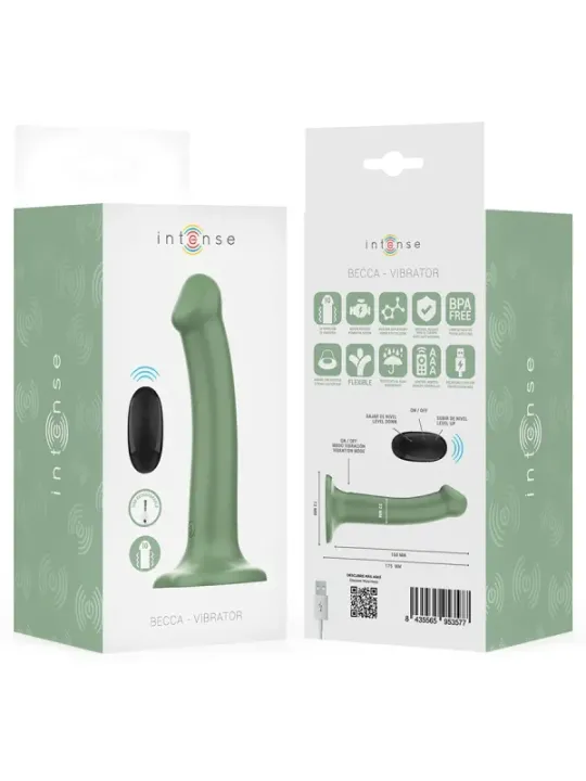 Intense - Vibratore Becca Con Ventosa 10 Vibrazioni Telecomando Verde - INTENSE REMOTE CONTROL - Vibratori | erosidea.com