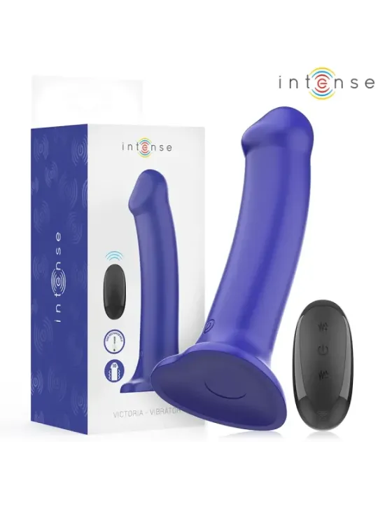 Intense - Vibratore Victoria Con Ventosa 10 Vibrazioni Blu Scuro Telecomando - INTENSE REMOTE CONTROL - Vibratori | erosidea.com