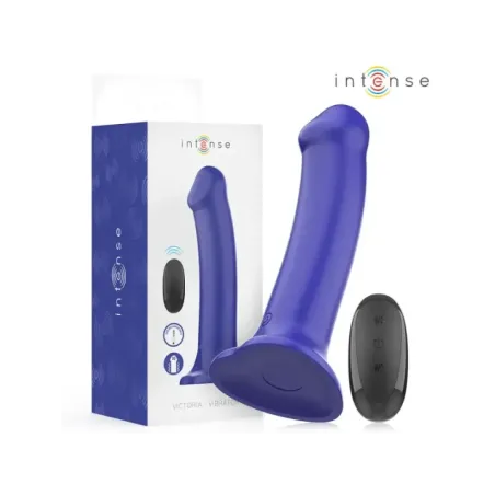 Intense - Vibratore Victoria Con Ventosa 10 Vibrazioni Blu Scuro Telecomando - INTENSE REMOTE CONTROL - Vibratori | erosidea.com