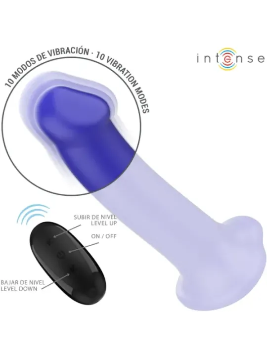 Intense - Vibratore Victoria Con Ventosa 10 Vibrazioni Blu Scuro Telecomando - INTENSE REMOTE CONTROL - Vibratori | erosidea.com