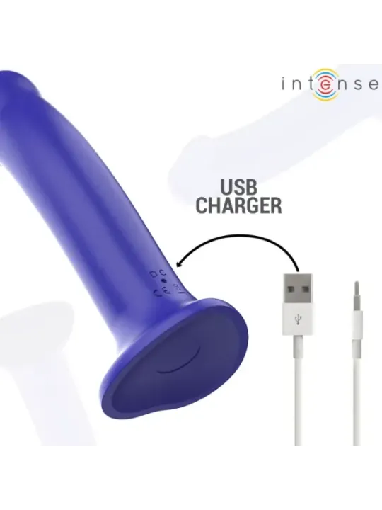 Intense - Vibratore Victoria Con Ventosa 10 Vibrazioni Blu Scuro Telecomando - INTENSE REMOTE CONTROL - Vibratori | erosidea.com
