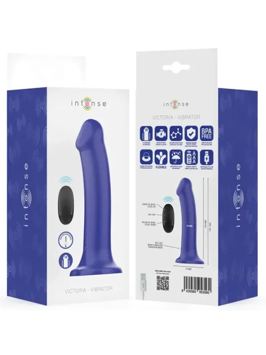 Intense - Vibratore Victoria Con Ventosa 10 Vibrazioni Blu Scuro Telecomando - INTENSE REMOTE CONTROL - Vibratori | erosidea.com