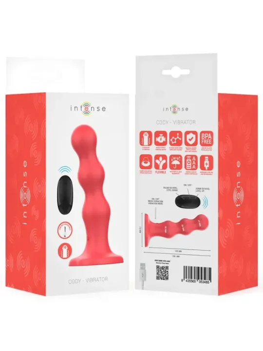 Intense - Plug Cody Con Ventosa Telecomando Rosso - INTENSE REMOTE CONTROL - Vibratori | erosidea.com