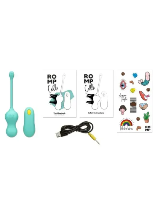 Romp - Cello Vibratore Multifunzione A Uovo Turchese Con Telecomando - ROMP - Vibratori | erosidea.com
