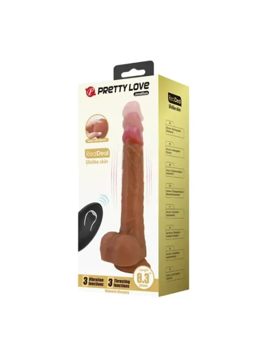 Pretty Love - Jonathan Vibratore Realistico Con Spinta E Telecomando Marrone - REMOTE CONTROL - Vibratori | erosidea.com