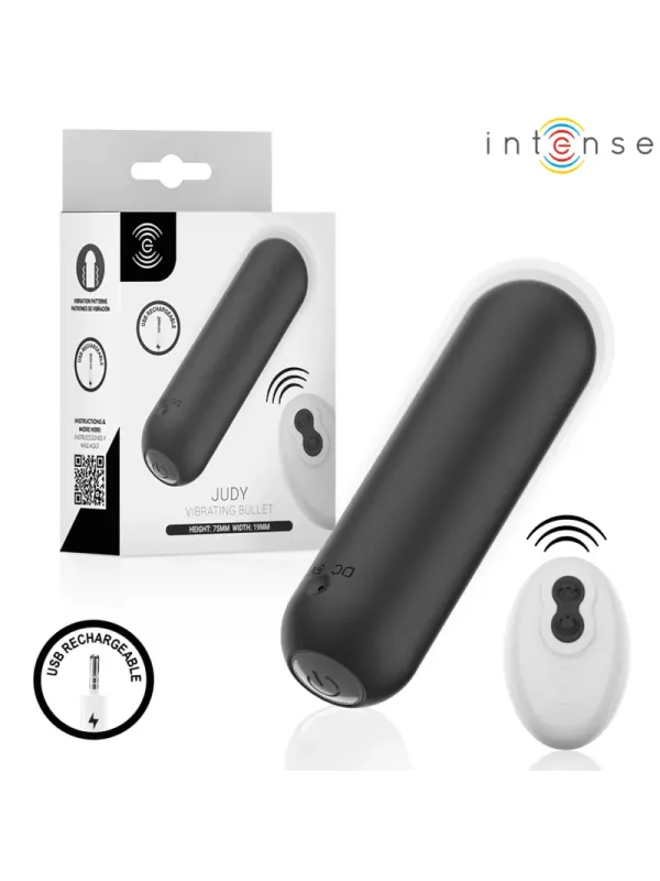 Intense - Judy Vibratore A Proiettile Ricaricabile Con Telecomando Nero - INTENSE REMOTE CONTROL - Vibratori | erosidea.com