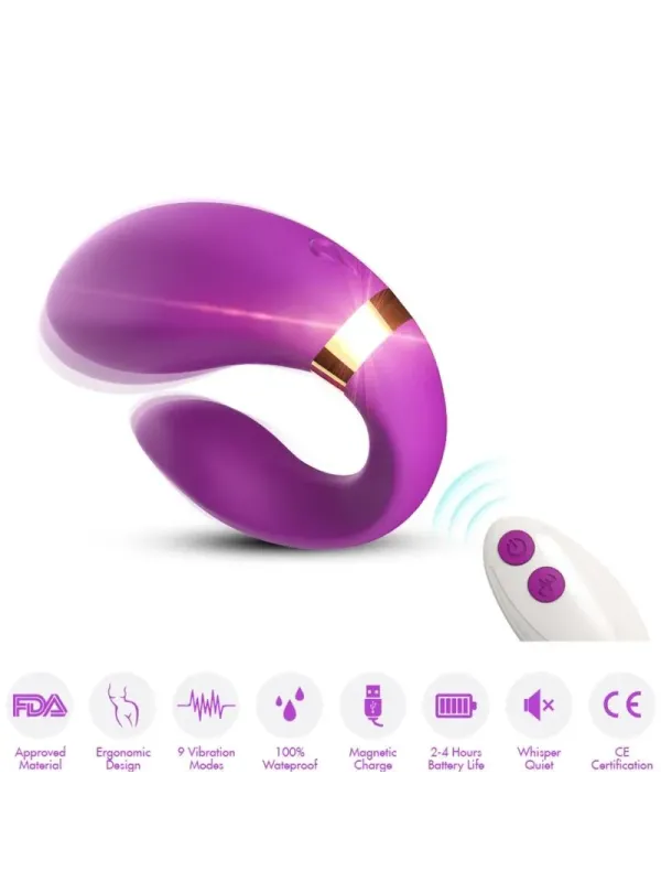 Armony - Vibratore A Mezzaluna Per Coppia Telecomando Viola - ARMONY FOR COUPLES - Vibratori per Coppia | erosidea.com