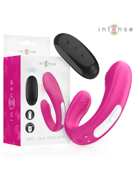 Intense - Janet Dual Stimolatore E Vibratore A Forma Di U Con Telecomando Rosa - INTENSE REMOTE CONTROL - Vibratori per Coppia | erosidea.com