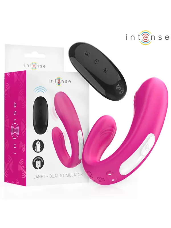 Intense - Janet Dual Stimolatore E Vibratore A Forma Di U Con Telecomando Rosa - INTENSE REMOTE CONTROL - Vibratori per Coppia | erosidea.com
