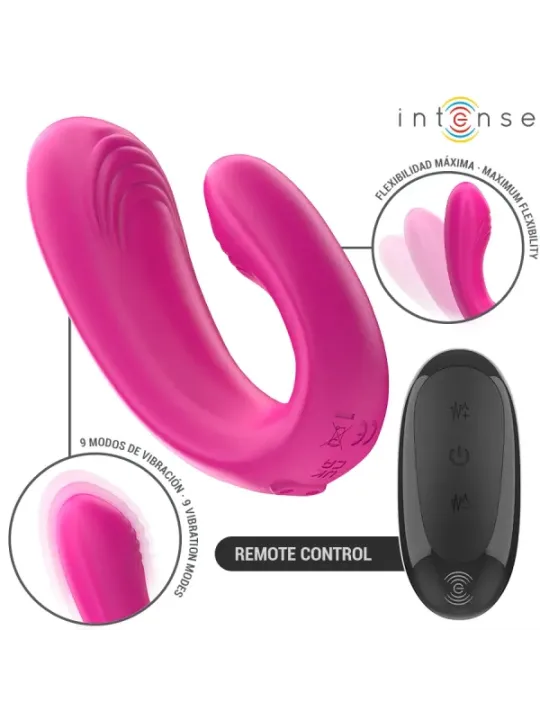 Intense - Janet Dual Stimolatore E Vibratore A Forma Di U Con Telecomando Rosa - INTENSE REMOTE CONTROL - Vibratori per Coppia | erosidea.com