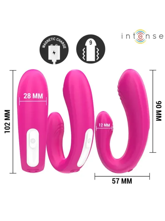 Intense - Janet Dual Stimolatore E Vibratore A Forma Di U Con Telecomando Rosa - INTENSE REMOTE CONTROL - Vibratori per Coppia | erosidea.com