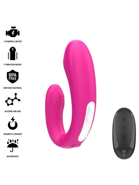 Intense - Janet Dual Stimolatore E Vibratore A Forma Di U Con Telecomando Rosa - INTENSE REMOTE CONTROL - Vibratori per Coppia | erosidea.com